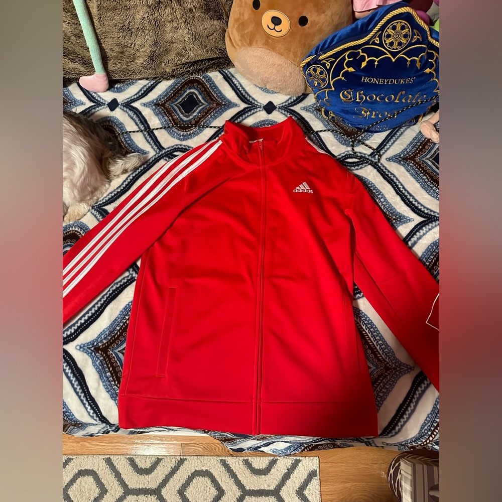 Adidas Youth Size L (14/16) Red Track Jacket